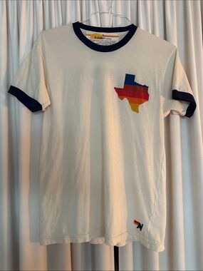 Aviator Nation ACL Music Festival Ringer Tee White Graphic T-Shirt Size L